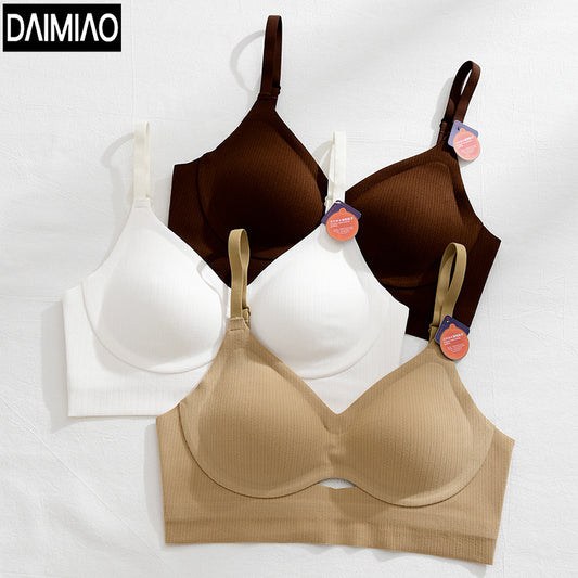 Autumn and winter seamless German velvet thermal underwear women's bra without rims gathered with chest pad plus velvet thickened warm beauty vest