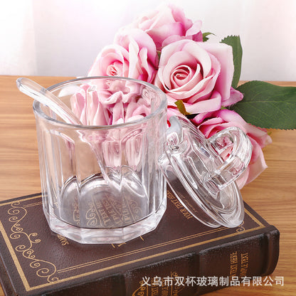 Kitchen supplies seasoning jar chicken essence monosodium glutamate glass bottle seasoning bottle moisture-proof with lid storage jar salt jar set