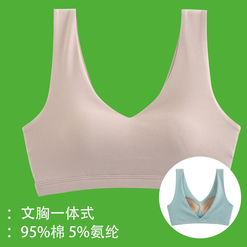 Broken code Qingmei back with chest pad bra one-piece sling tube top female anti-light bottoming student pure cotton underwear