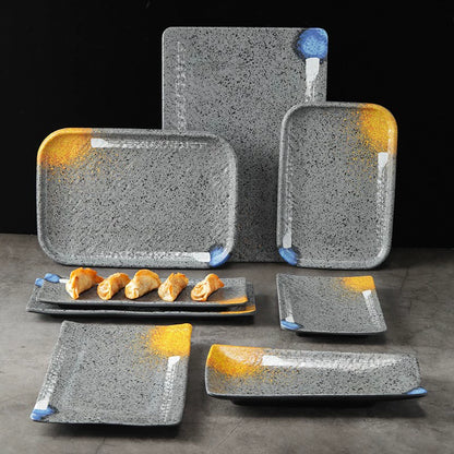 Melamine plate Japanese-style plastic barbecue plate imitation porcelain round flat plate barbecue plate restaurant hot pot tableware dish