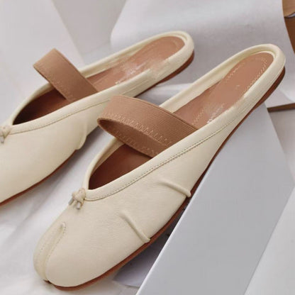 Pure original classic tabi new pleated tabi shoes female leather shallow mouth mid-heel pig's trotter ballet soft leather shoes