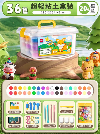Deli YC186 Ultra Light Clay Plasticine Food Grade Light Clay Kids Dough Toy Set Tools