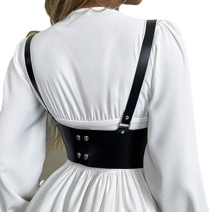 Cross-border Amazon eBay autumn solid color PU leather girdle seal European and American waist slim vest women's clothing spot 9389