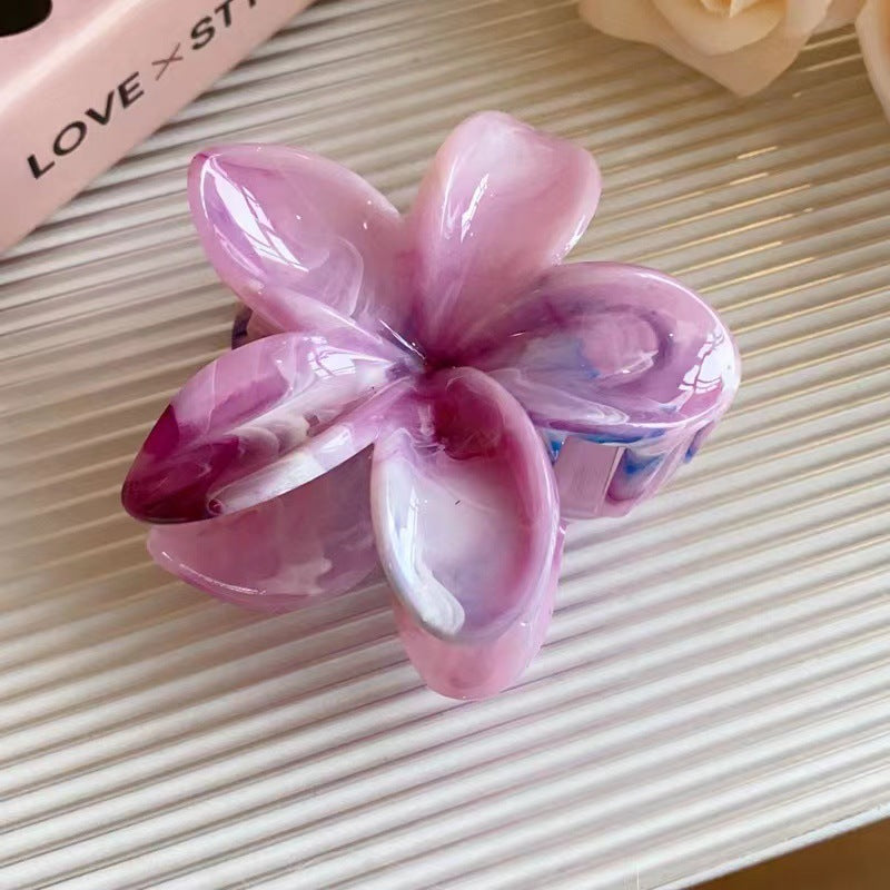marbled grab clip Sweet and fresh frangipani hair clip Summer high-end shark hair clip