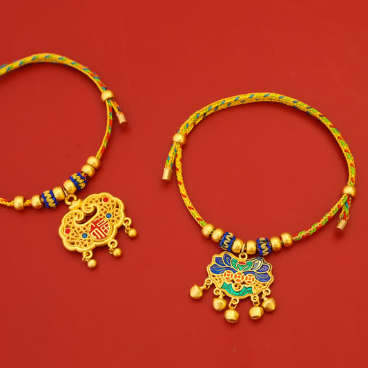 Color Retention Longevity Lock Chinese Style Pet New Year Braided Rope Collar Spring Festival Cat Dog Gold Necklace Ornaments Silent