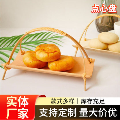 Bamboo productsHandmade bamboo Japanese towel tray basket tea ceremony dim sum plate vintage tea snack plate mini dried fruit plate