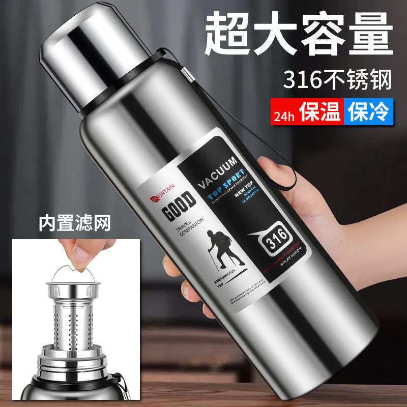 stainless steel thermos mug large capacity portable outdoor food grade vacuum car travel jug all-steel thermos mug