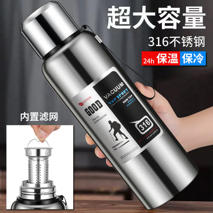 stainless steel thermos mug large capacity portable outdoor food grade vacuum car travel jug all-steel thermos mug