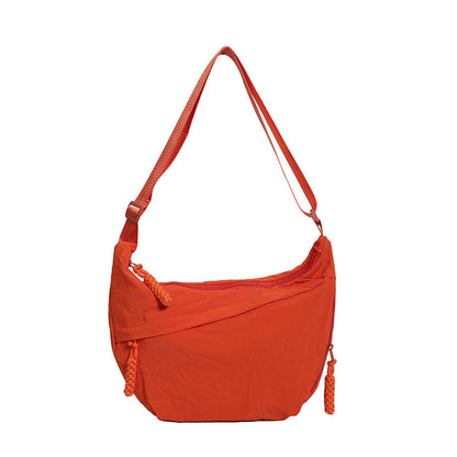 Solid Color Trend Personality Shoulder Bag Bag Women's Daily Simple Dumpling Bag Versatile Nylon Crossbody Bag Women's Casual