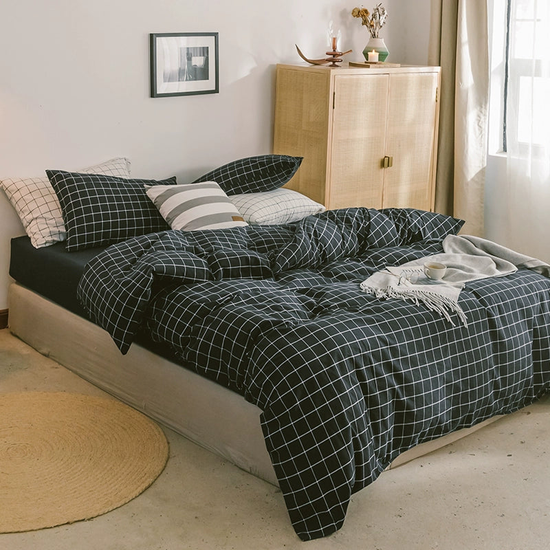 Simple cotton fitted sheet style naked sleeping solid color four-piece set
