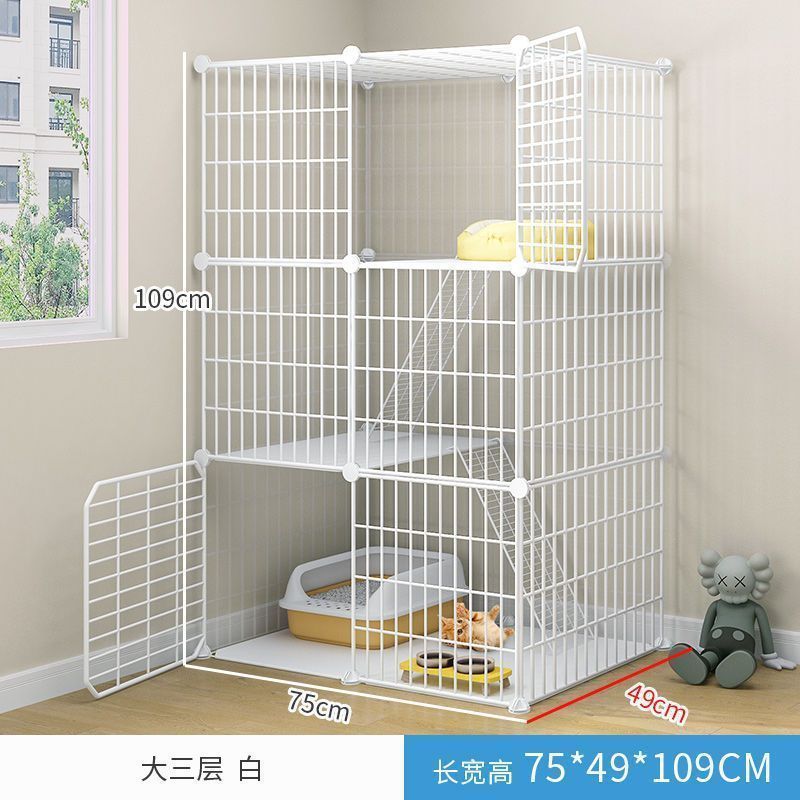 Cat cage with toilet villa extra large free space indoor empty cage cat house home three-tier small cat cat litter