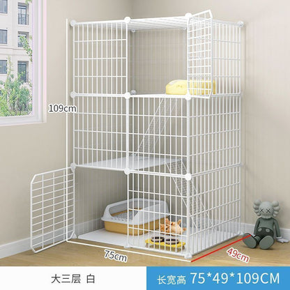 Cat cage with toilet villa extra large free space indoor empty cage cat house home three-tier small cat cat litter