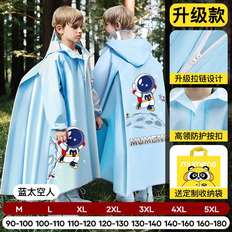 Mumeng children's raincoat boy's whole body rainstorm bag seat cycling poncho breathable and wear-resistant school walking raincoat