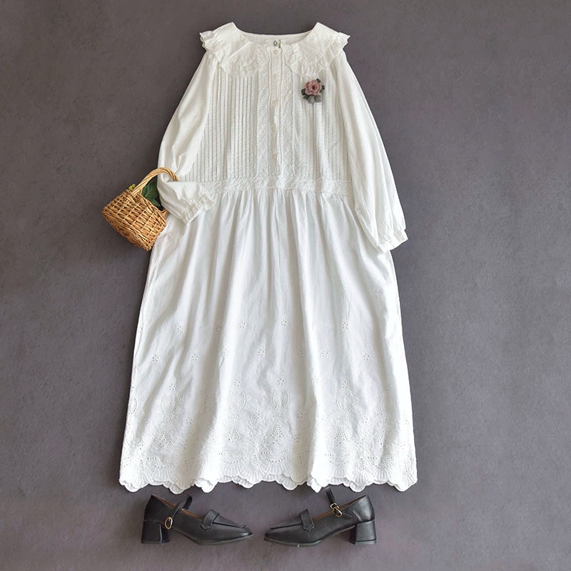 Jansen's first love style doll collar dress 381 Mori girl sweet long-sleeved cotton spring A-line lace skirt