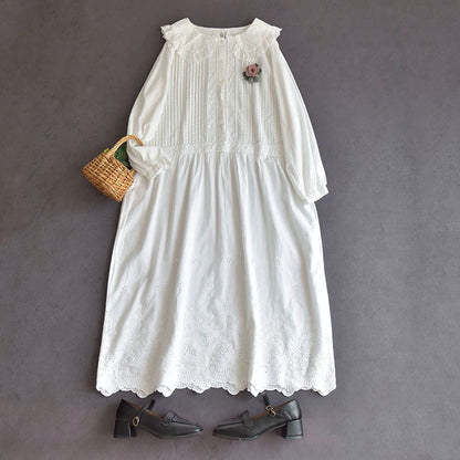 Jansen's first love style doll collar dress 381 Mori girl sweet long-sleeved cotton spring A-line lace skirt