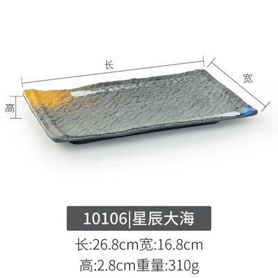 Melamine plate Japanese-style plastic barbecue plate imitation porcelain round flat plate barbecue plate restaurant hot pot tableware dish