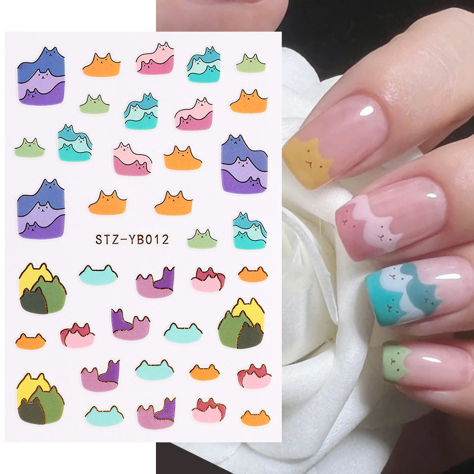 Hot Manicure 3D Adhesive Sticker Little Sweet Potato Summer Cute Bear Caterpillar Holographic Fish Art Nail Sticker