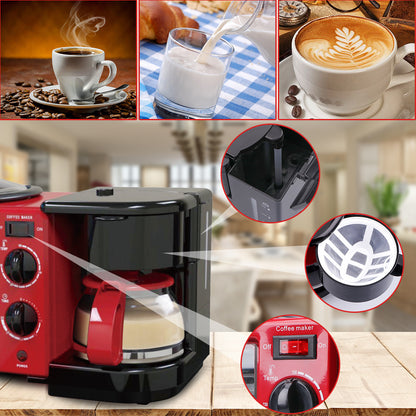 3-in-1 Coffee Maker, Oven & Toaster  Compact Multifunctional Electric Breakfast Station