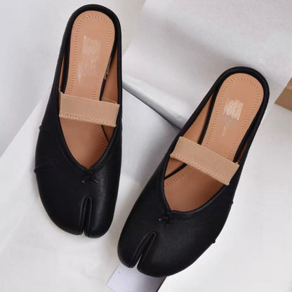 Pure original classic tabi new pleated tabi shoes female leather shallow mouth mid-heel pig's trotter ballet soft leather shoes