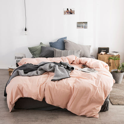 Japanese-style unprinted washed cotton four-piece good-quality cotton-dyed washed bedding bedding hotel student bedding