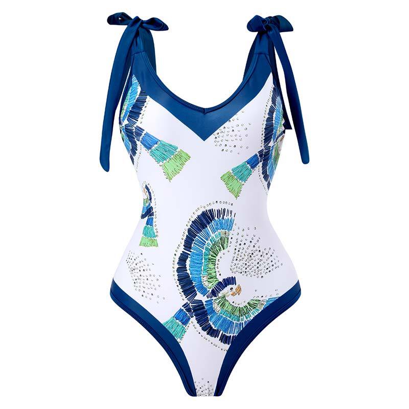 Sexy Retro One-Piece Swimsuit – Tight Fit, Strappy Design, Chiffon Cover-Up Skirt, European & American Fashion for Women