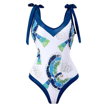 Sexy Retro One-Piece Swimsuit – Tight Fit, Strappy Design, Chiffon Cover-Up Skirt, European & American Fashion for Women