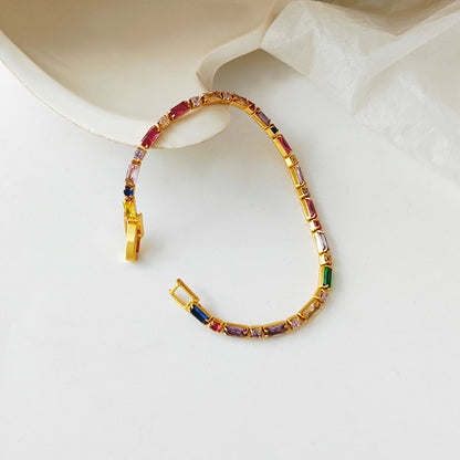 Self-designed colorful and contrasting color zircon bracelet retro trendy design sense bracelet ins style fashion jewelry 1147