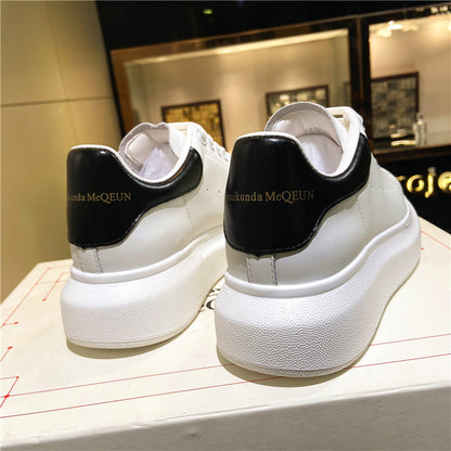 new muffin all-match thick-soled sports McQueen small white shoes women's leather casual shoes women's single shoes large size women's shoes