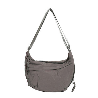 Solid Color Trend Personality Shoulder Bag Bag Women's Daily Simple Dumpling Bag Versatile Nylon Crossbody Bag Women's Casual