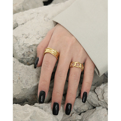 547 Korean version of INS niche design sense minimalist all-match irregular wrinkled texture S925 sterling silver open ring female