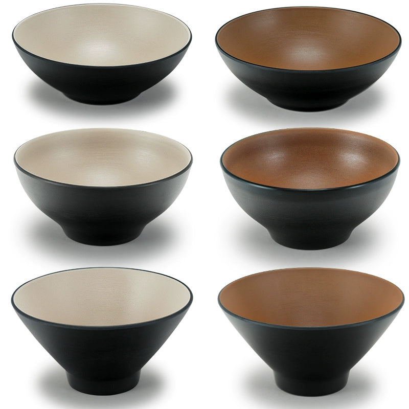 Retro Noodle Shop Imitation Porcelain Two-color Plastic Frosted Bamboo Hat Bowl