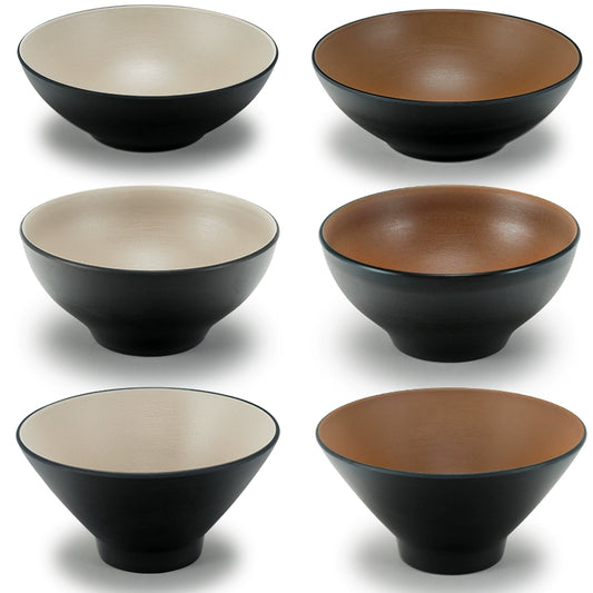 Retro Noodle Shop Imitation Porcelain Two-color Plastic Frosted Bamboo Hat Bowl