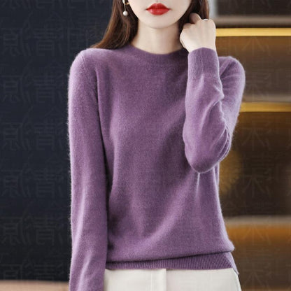 Sweater women's autumn and winter crew neck long sleeve pullover knitted sweater women's women's  sweater base shirt women's top Korean