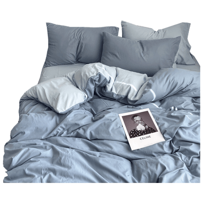 Simple pure color washed cotton bed four-piece spring and autumn Japanese-style bedding bed linen quilt cover single dormitory three-piece set