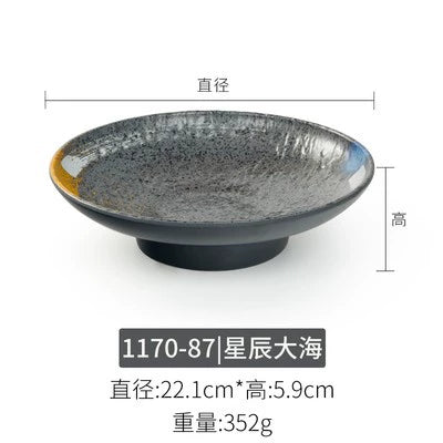 Melamine plate Japanese-style plastic barbecue plate imitation porcelain round flat plate barbecue plate restaurant hot pot tableware dish