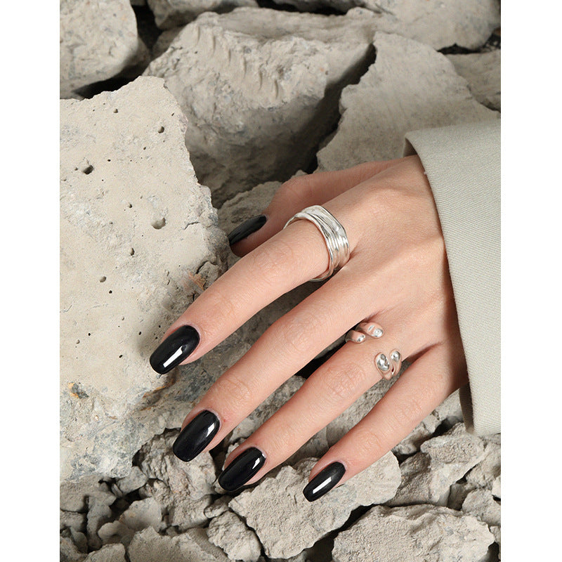 547 Korean version of INS niche design sense minimalist all-match irregular wrinkled texture S925 sterling silver open ring female