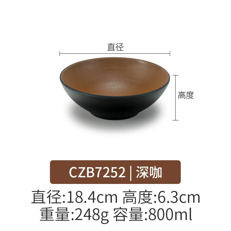 Retro Noodle Shop Imitation Porcelain Two-color Plastic Frosted Bamboo Hat Bowl