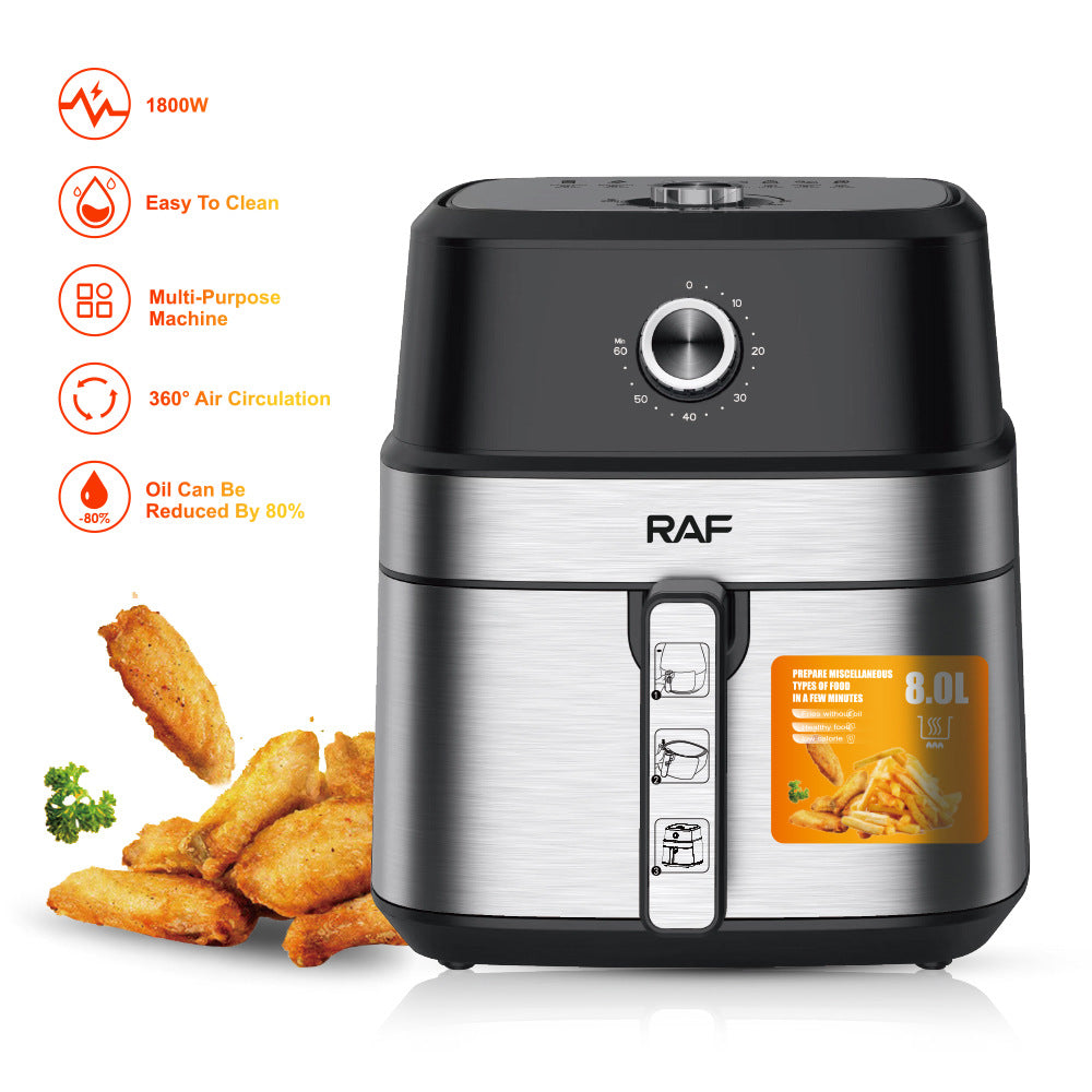 European regulation household air fryer large capacity mechanical type super large smoke-free French fries electromechanical fryer French fries 8L