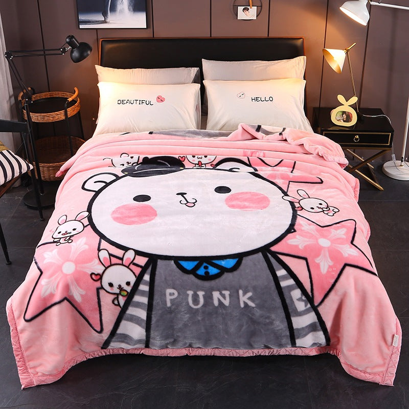 Thickened Raschel Blanket Winter Warm Blanket Flannel Cover Blanket Bed Sheet Double Layer Antistatic Cloud Blanket
