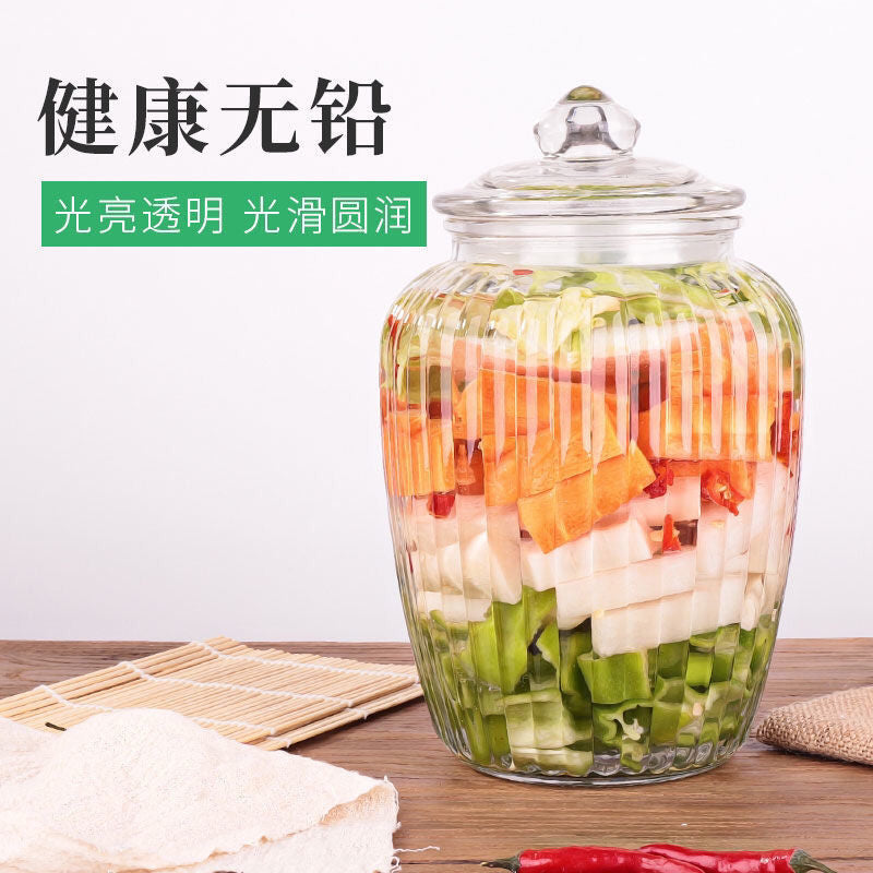 Pickle jar transparent glass jar household pickled sealed jar glass bottle with lid small pickle jar storage jar