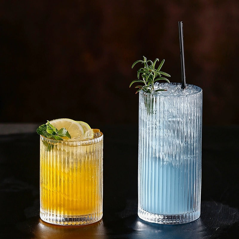 Long drink glasses, bar cocktail glasses, juice cups, drink cups, vertical ins, Internet celebrity cups, water cups, striped glasses