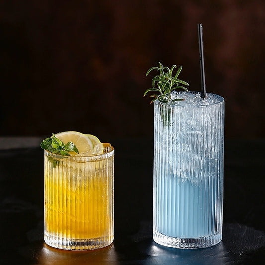 Long drink glasses, bar cocktail glasses, juice cups, drink cups, vertical ins, Internet celebrity cups, water cups, striped glasses