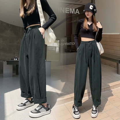 Japanese cotton overalls women's spring and autumn 2023 new high waist slimming loose carrot pants casual harem daddy pants