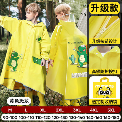 Mumeng children's raincoat boy's whole body rainstorm bag seat cycling poncho breathable and wear-resistant school walking raincoat