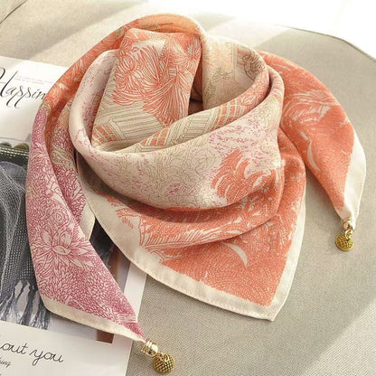 warm square scarf, magnetic buckle, triangle silk scarf, cotton scarf, women's spring, autumn and winter, style scarf, temperament and versatile