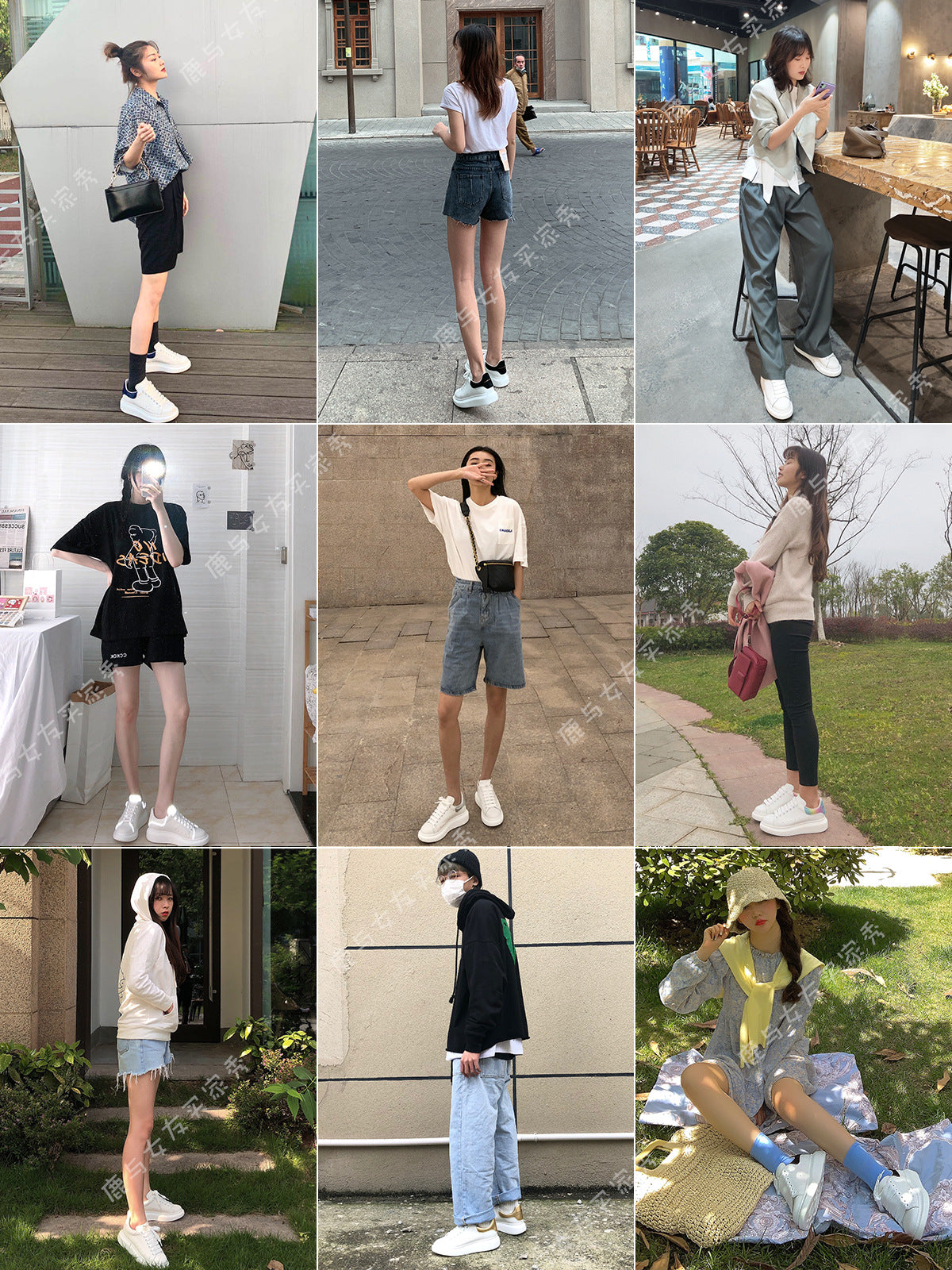 new muffin all-match thick-soled sports McQueen small white shoes women's leather casual shoes women's single shoes large size women's shoes