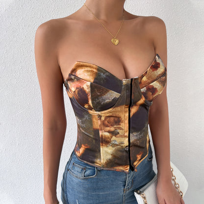 Trendy Colorblock Backless Steel-Ring Vest – European &amp; American Style | Free Shipping