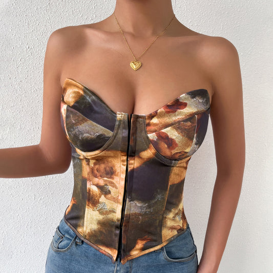 Trendy Colorblock Backless Steel-Ring Vest – European &amp; American Style | Free Shipping