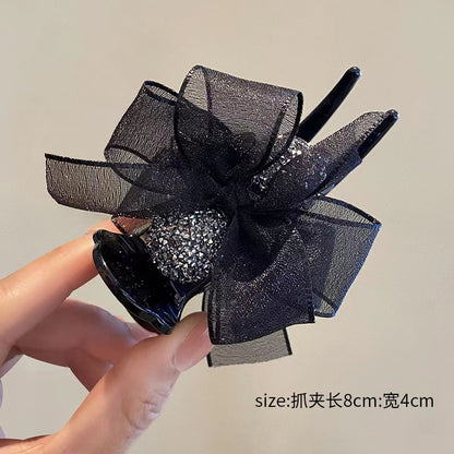 Maruko hairclip women's summer simple temperament, flower mesh, the back of the head, grab the clip pan hairpin