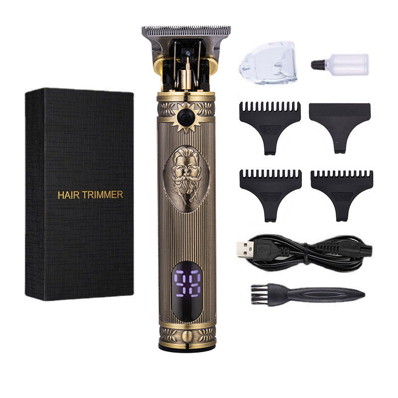 Hair clipper electric household shaved head electric clipper retro oil head charging engraving electric hair clipper cross border haircut clipper